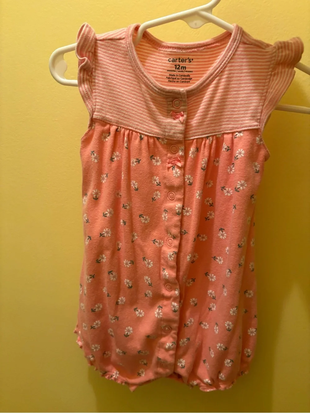 Carter's Floral Baby Rompers - Teal & Coral Pink